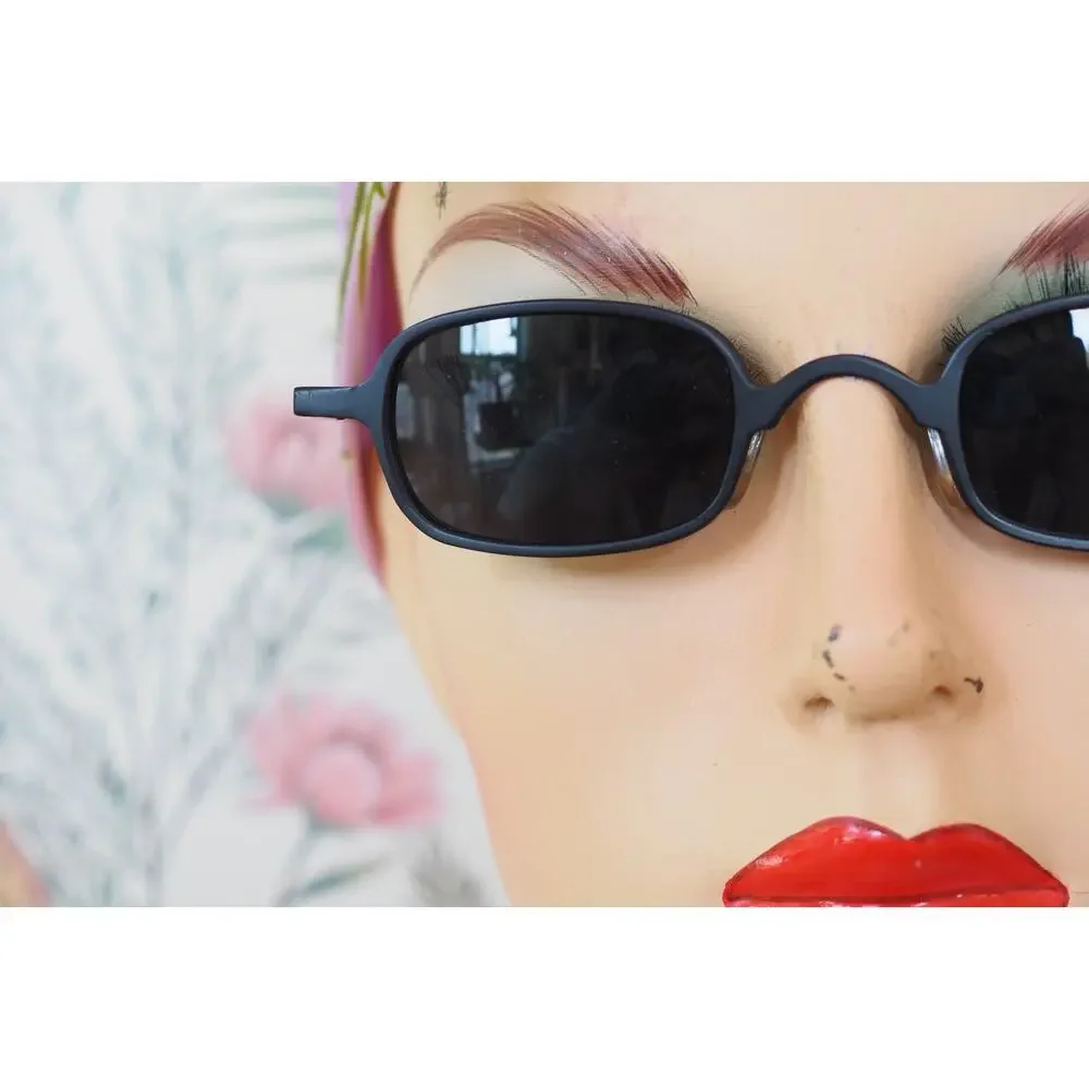 Vintage 1990s Y2K Metal Sunglasses NOS Slim Goth Steampunk Rave Matrix Agent
